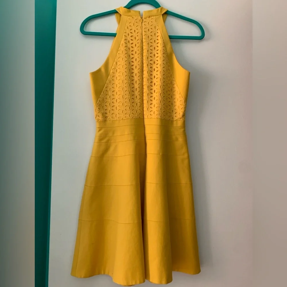 Karen Millen Yellow Tailored Fit & Flare Dress, size 6 - Picture 2 of 6